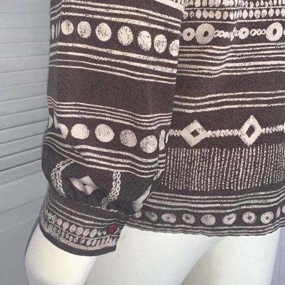 Vintage TanJay Brown Aztec Tribal Button Down Womens Top sz 10 - Picture 8 of 10